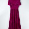 Women's Red Dahlia Velvet Tiered Maxi Dress with Short Sleeves - Image 9