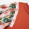 Women's Desert Gold Floral Puff Sleeve Blouse - Elegant Patchwork Design - Image 10