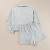 Women's Light Grey Stand Neck Zipped Sweatshirt and Shorts Set - Trendy Two Piece Outfit - Image 11