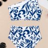 Women's Blue Abstract One-Shoulder High Waisted Bikini - Bohemian Style Swimsuit - Image 10