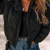 Women's Black Checkerboard Full Zipper Puffer Jacket - Image 4