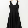 Women's Black Sleeveless Scoop Neck Flared Split Midi Dress - Elegant & Casual Summer Fashion - Image 15