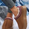 Women's Chestnut Contrast Print Suede Plush Lined Snow Boots for Winter - Image 3