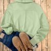 Women's Smoke Green Quarter Zip Stand Neck Sweatshirt with Kangaroo Pocket - Image 6