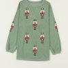 Women's Grass Green Christmas Nutcracker Graphic Corded Pullover Sweatshirt - Image 9