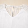 Women's White Lace Crochet Textured Button Back V Neck T-Shirt for Casual and Vacation Wear - Image 10