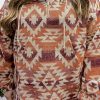 Plus Size Women's Red Aztec Pattern Half Zip High Neck Hoodie - Western Fashion - Image 2