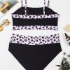 Plus Size Women's Black 2-Piece Leopard Patchwork High Waisted Swimsuit - Image 14