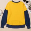 Women's Yellow Color Block Thumbhole Sleeve Drop Shoulder Crew Neck Sweatshirt - Image 8