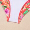 Women's Red Floral Ruffle Trim Cutout Knotted One Piece Swimsuit for Summer Vacations - Image 21