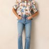 Women's Multicolour Floral Print Puff Sleeve Shirt with Ricrac Trim - Image 6