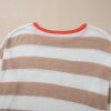 Women's Apricot Colorblock Striped Round Neck Drop Shoulder Sweater - Image 8