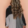 Women's Oversized Gray Colorblock Ribbed Collared Sweatshirt - Image 5