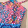 Women's Blue Geometric Print Hollow Out Knotted Waist One Piece Swimsuit - Image 16