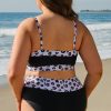 Plus Size Women's Black 2-Piece Leopard Patchwork High Waisted Swimsuit - Image 3