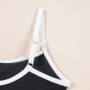 Women's Black Contrast Trim Two Tone Belted One Piece Swimsuit - Elegant Color Block Design - Image 10