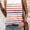 Women's Red Stripe Rainbow Sleeveless Round Neck Tank Top - Casual Summer Style - Image 3