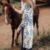 Women's Sky Blue Western Aztec Printed Open Front Long Cardigan - Image 3