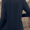 Women's Dirty Blue Notch V Neck Long Sleeve T-Shirt with Pocket - Image 2