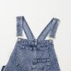 Women's Sail Blue Denim Bib Straight Leg Jumpsuit with Pockets - Image 21