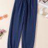 Women's Navy Blue Fleece Lined Drawstring Waist Joggers - Image 6