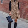 Women's Khaki Leopard Print V Neck Sleeveless Collared Mini Dress with Pockets - Image 6