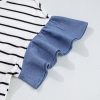 Chic Women's Black Stripe Ruffle Denim Patchwork Mini Dress - Image 19