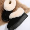 Women's Black Plush Suede Trim Thick Sole Flat Snow Boots for Ultimate Comfort - Image 7