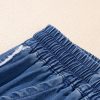 Women's Sail Blue Washed Denim Chambray Loose Plus Size Wide Leg Pants - Image 7