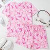 Women's Pink Western Boots Printed Short 2-Piece Lounge Set for Summer - Image 10