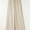 Women's Apricot Loop Drawstring Casual Wide Leg Pants with Pockets - Image 5