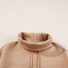 Women's Light French Beige Drawstring Turtleneck Dolman Sleeve Sweatshirt - Image 13