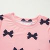 Women's Pink Bow Printed Short 2-Piece Lounge Set - Cute Casual Loungewear - Image 8