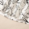 Women's Abstract Beige Balloon Sleeve Crew Neck Blouse - Image 13