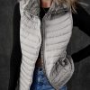 Women's Silvery Plush Collared Quilted Zipped Puffer Vest for Casual Layering - Image 5