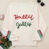 Women's Beige Tinsel Holly Jolly Graphic Sweater - Festive Christmas Knitwear - Image 12