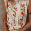 Women's Jet Stream Embroidered Floral Cable Knit Sweater Vest for Elegant Layering - Image 7