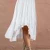 Women's White Lace Ruffled High-Low Hem Midi Skirt - Bohemian Style - Image 2