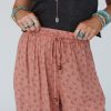 Women's Pink Boho Floral Printed Wide Leg Jogger Pants with Drawstring - Image 7