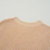 Women's Apricot Cable Knit Drop Shoulder Sweater with Side Slits - Image 7