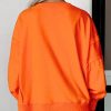 Women's Carrot Orange Exposed Seam Drop Shoulder Sweatshirt with Slits - Image 3