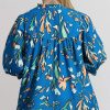 Elegant Blue Floral Notched V Neck Half Sleeve Plus Size Blouse for Women - Image 2