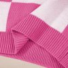 Women's Elegant Rose Stripe Checkered Bishop Sleeve Sweater - Luxuriously Soft Fabric - Image 13