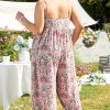 Plus Size Multicolour Paisley Print Sleeveless V Neck Jogger Jumpsuit for Women - Image 2