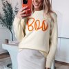 Women's Apricot Boo Knitted Pattern Long Sleeve Drop Shoulder Sweater - Image 9