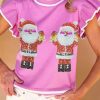 Women's Bonbon Sequin Father Christmas Ruffled Sleeve Sweater T-Shirt for Festive Cheer - Image 3