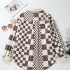 Women's Brown Checkered Print Corduroy Shacket - Image 6