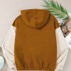 Women's Stylish Chestnut Color Block Half Zip Hoodie - Image 20