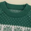 Women's Green Christmas Snowflake Dotted Print Round Neck Sweater - Cozy & Chic - Image 21