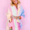 Women's Pink Stripe Oversized Color Block Shirt with Chest Pocket - Image 6